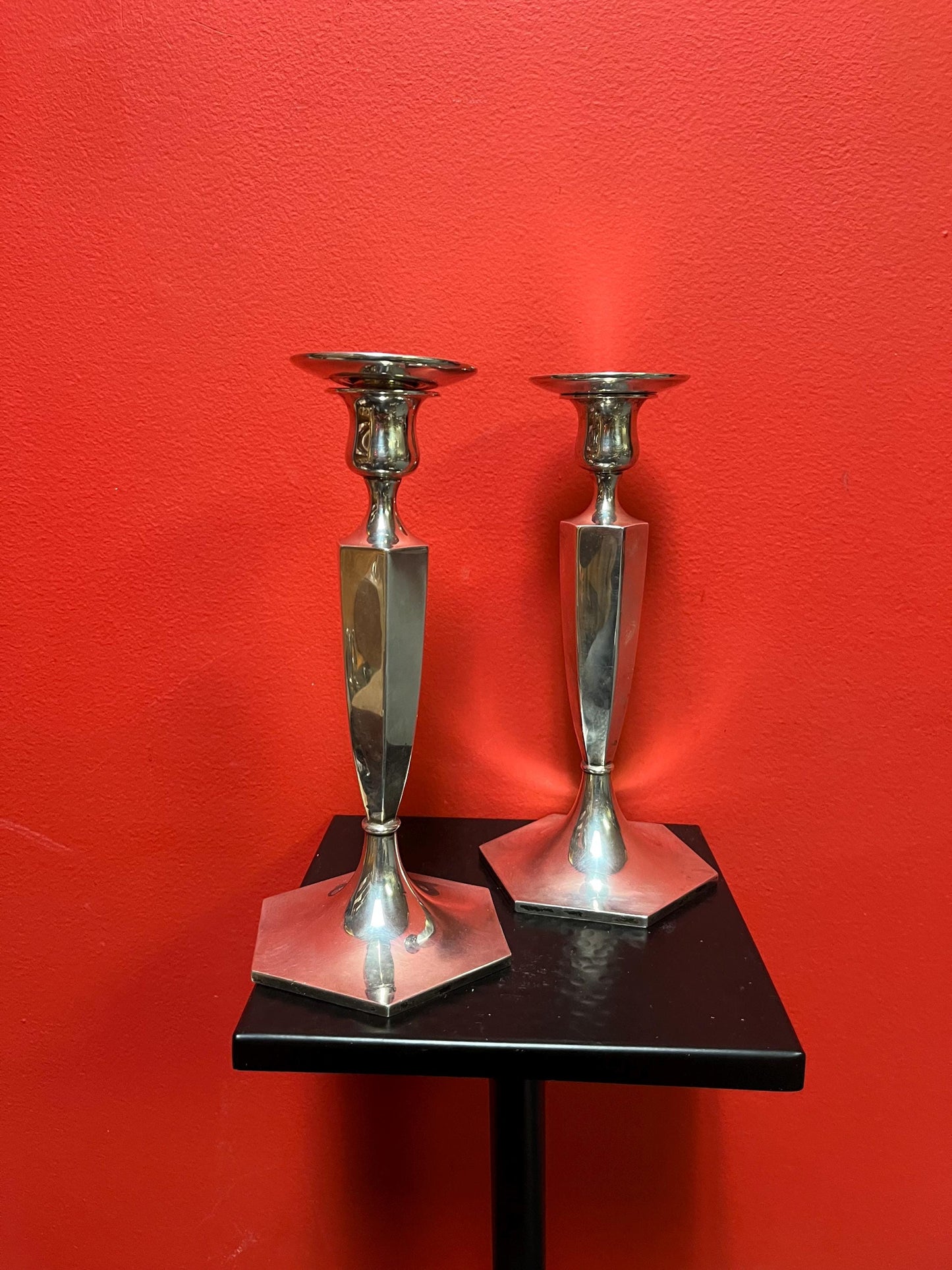 Shreve and Co San Francisco sterling candlesticks  9 inches  788 grams  beautiful pair  good value