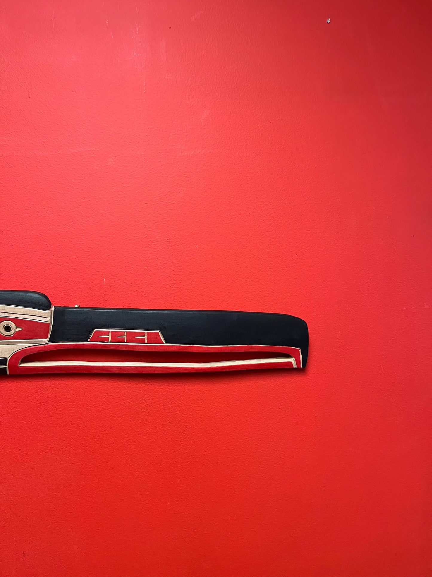 Beautiful 23 x 5 indigenous first nations specific northwest raven  plaque by Brad Joseph Junior  signed and great detail  ready to hang