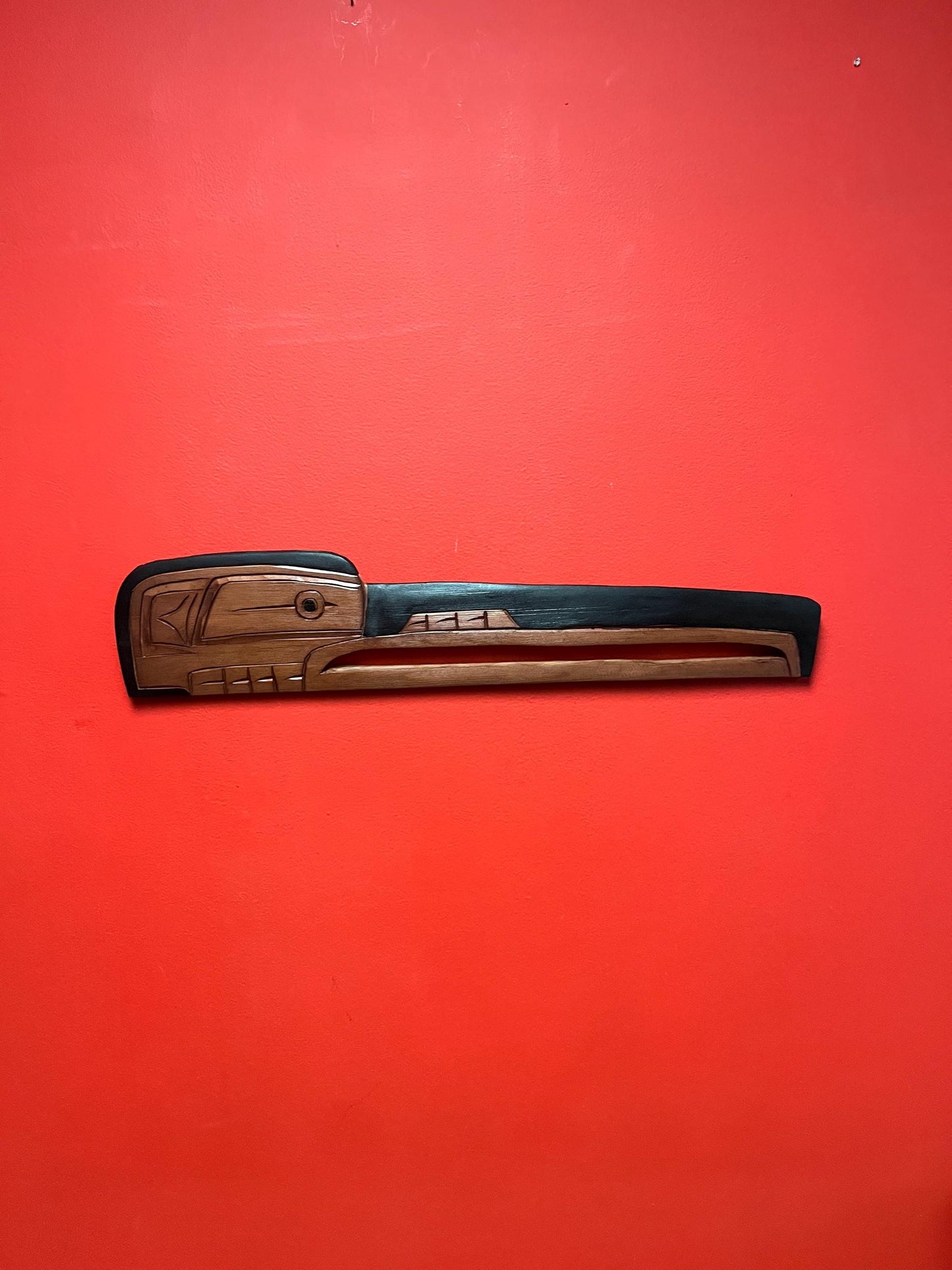 Beautiful 23 x 5 indigenous first nations specific northwest raven  plaque by Brad Joseph Junior  signed and great detail  ready to hang