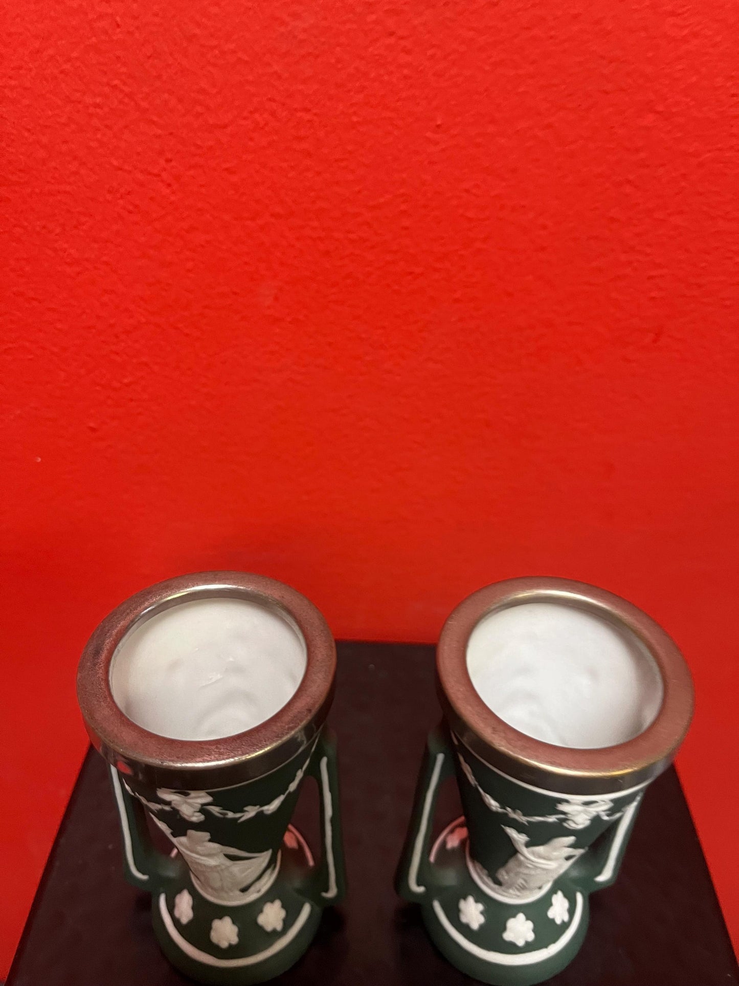 4 inch antique bisque vases  beautiful pair  great condition