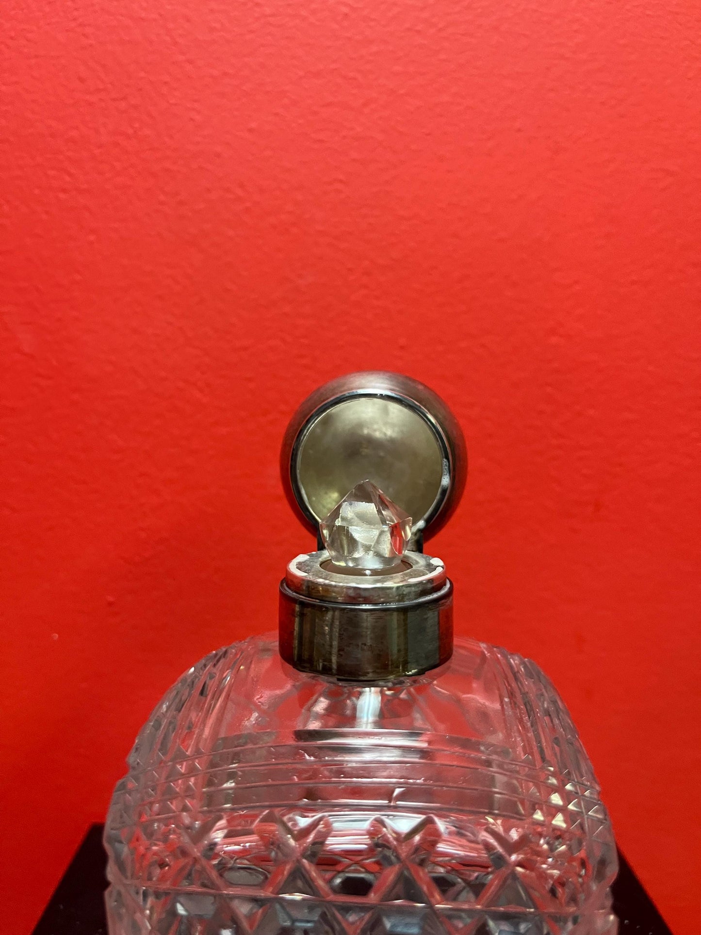 Magnificent 6 inch tall antique hallmark 1898 mens crystal and Sterling scent  bottle in fabulous condition with original stopper