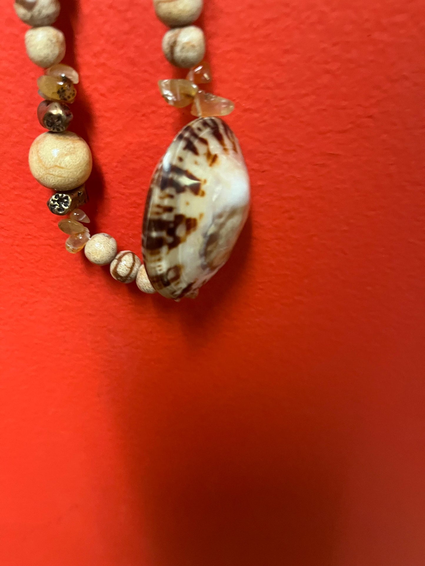 Approx 23 inch long stone and shell necklace so cool  great value and great gift