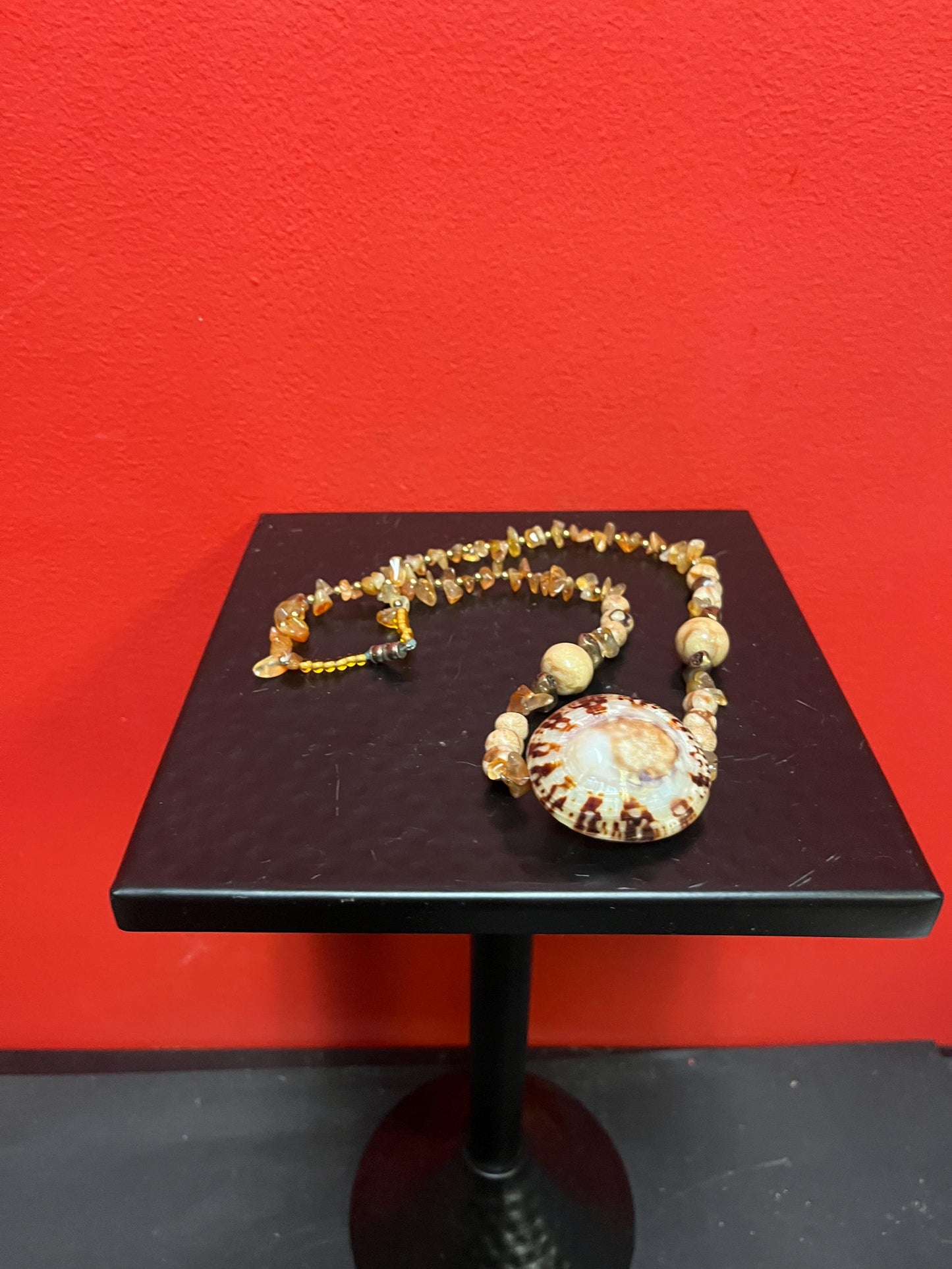 Approx 23 inch long stone and shell necklace so cool  great value and great gift