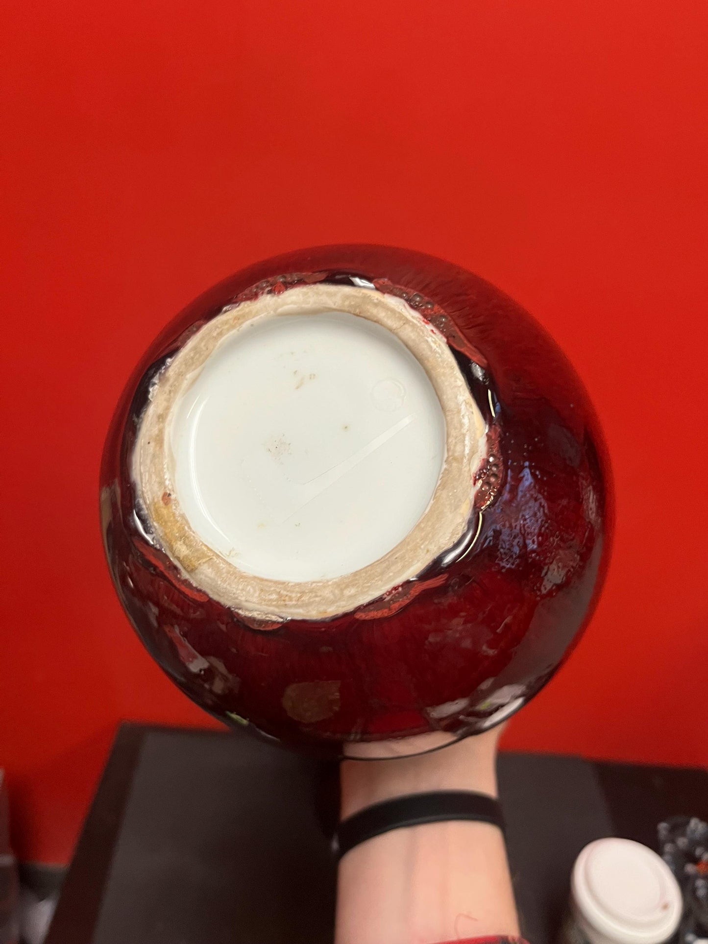 Amazing antique Chinese sang de beouf 10 inch tall vase  mint condition and great price  stunning glaze  Chinese Antiques