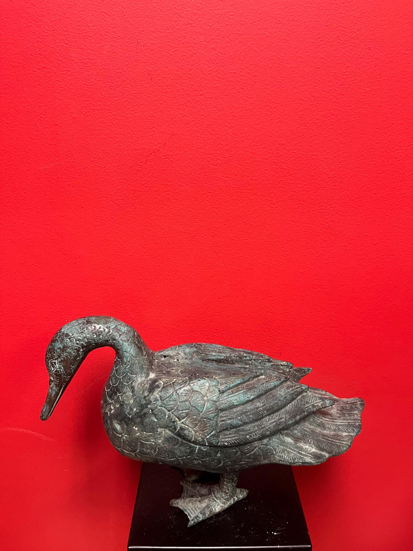 Stunning massive 13 x 9 high Asian  bronze   duck with wonderful Patina  over 2 kg  impressive bronze - great value