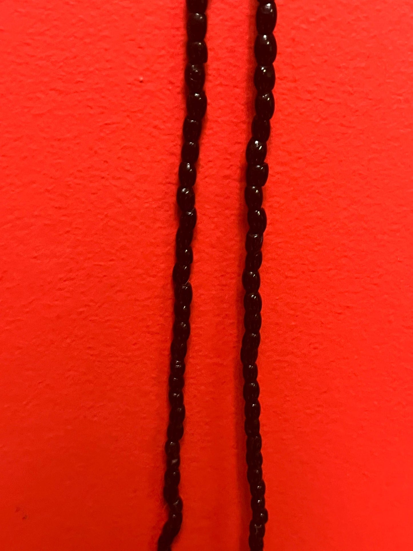 Beautiful approximately 33 inch long black beaded necklace  long and elegant -