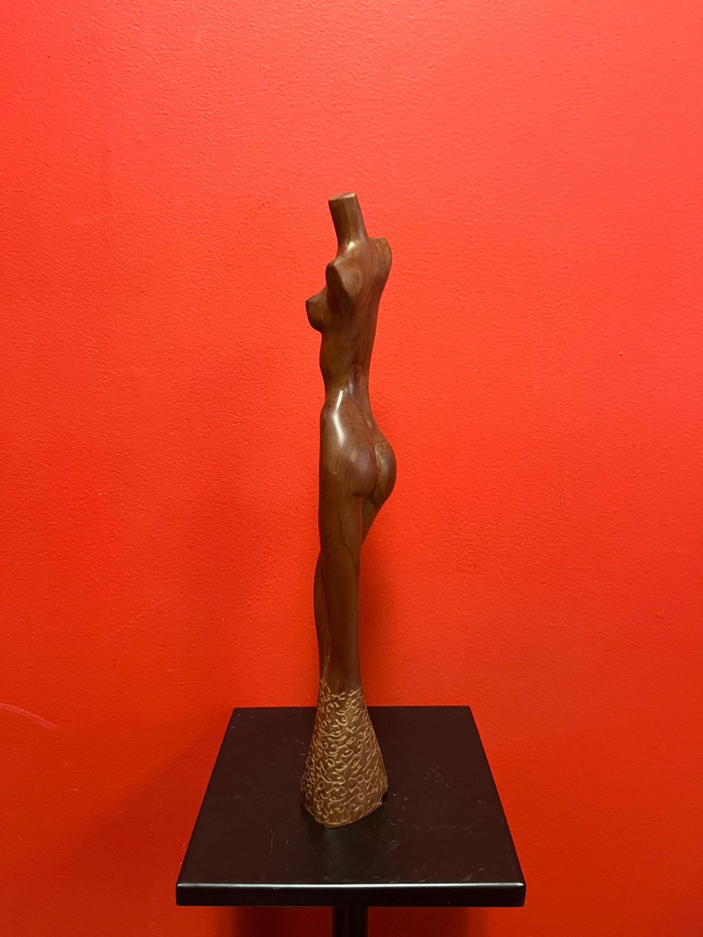 Lovely Asian 15 inch tall teak statue of a nude  lady  great condition and well-made and powerful imagery - nude woman