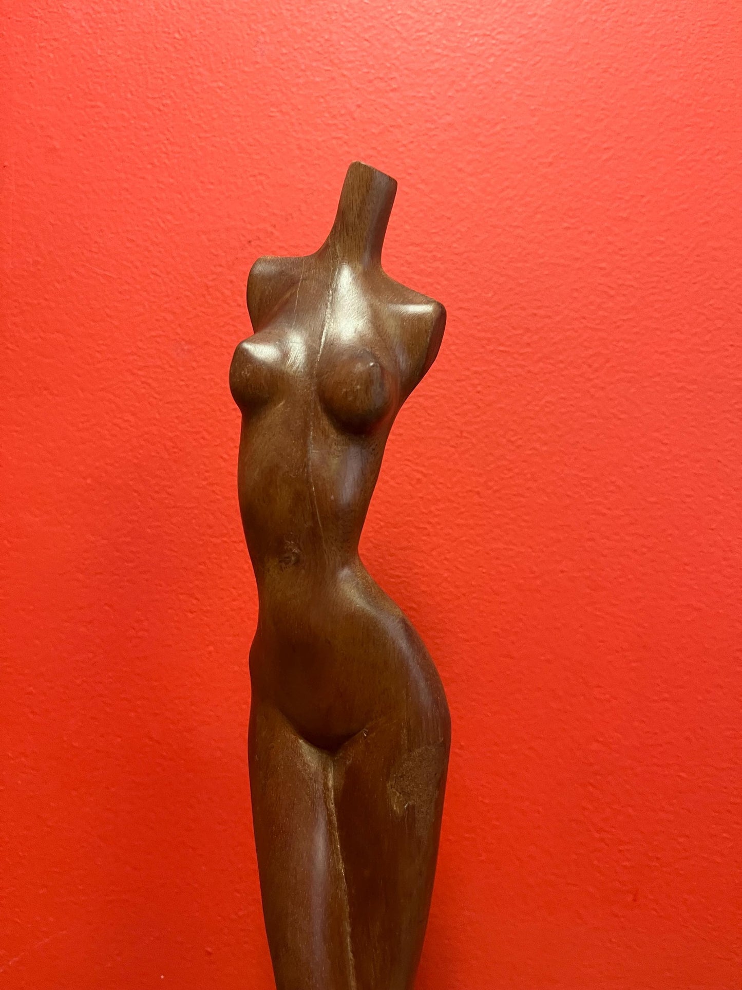 Lovely Asian 15 inch tall teak statue of a nude  lady  great condition and well-made and powerful imagery - nude woman