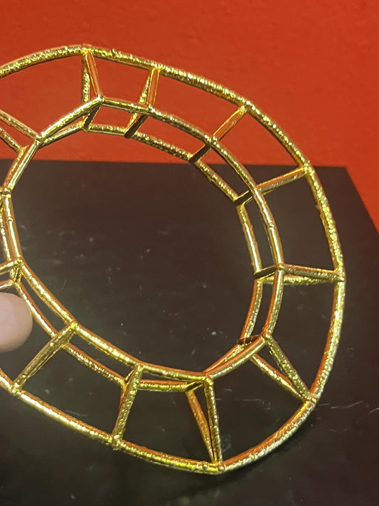 Magical Canadian made 5 inch wide  outside and 3 inside gold plated bracelet by  award-winning artist Charles Lewton - Brain  cage series