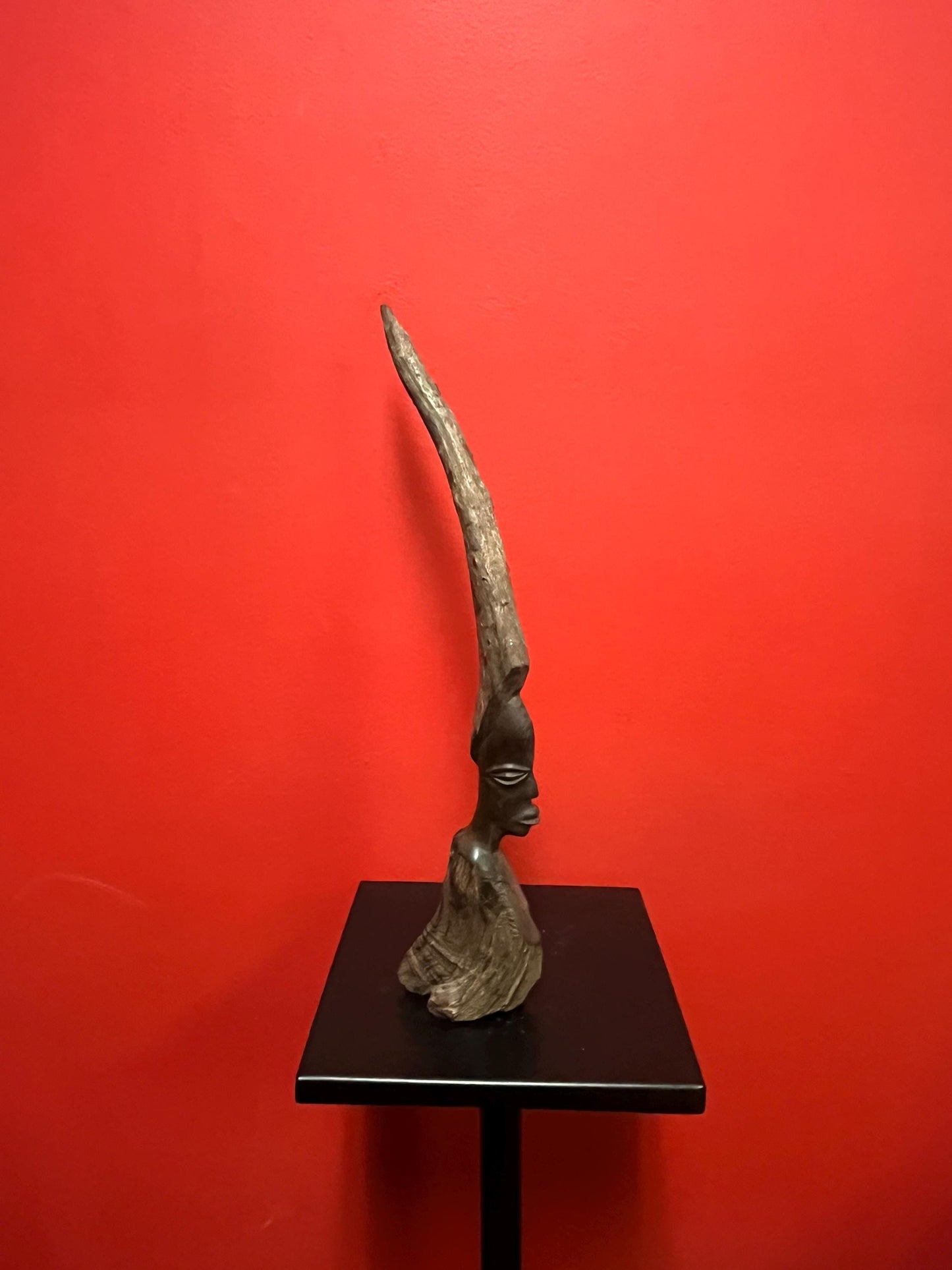 Amazing 15 inch tall African wooden ironwood carved statue of a lady