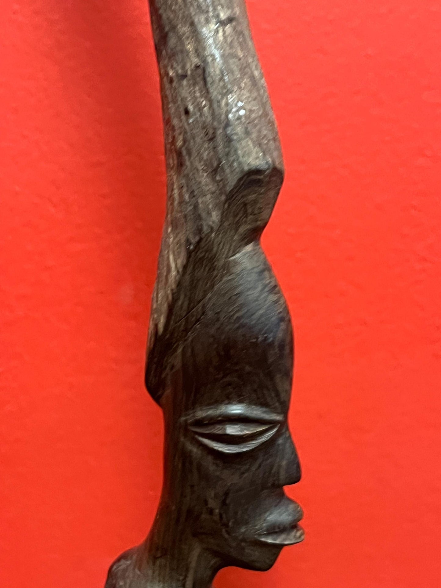 Amazing 15 inch tall African wooden ironwood carved statue of a lady