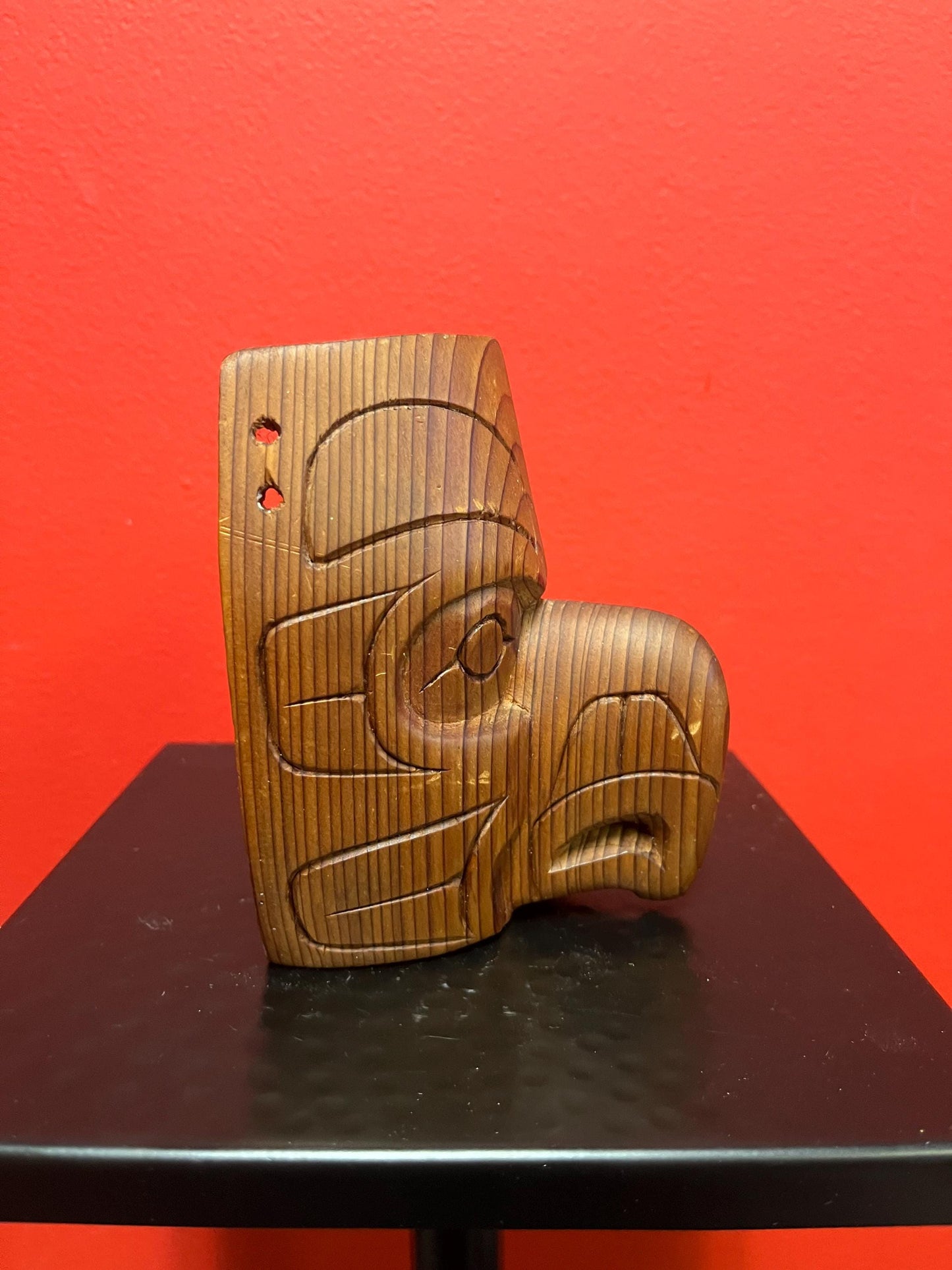 5 x 4 inch wide cedar eagle mask  signed  indigenous First Nations Pacific Northwest coast mask  eagle -