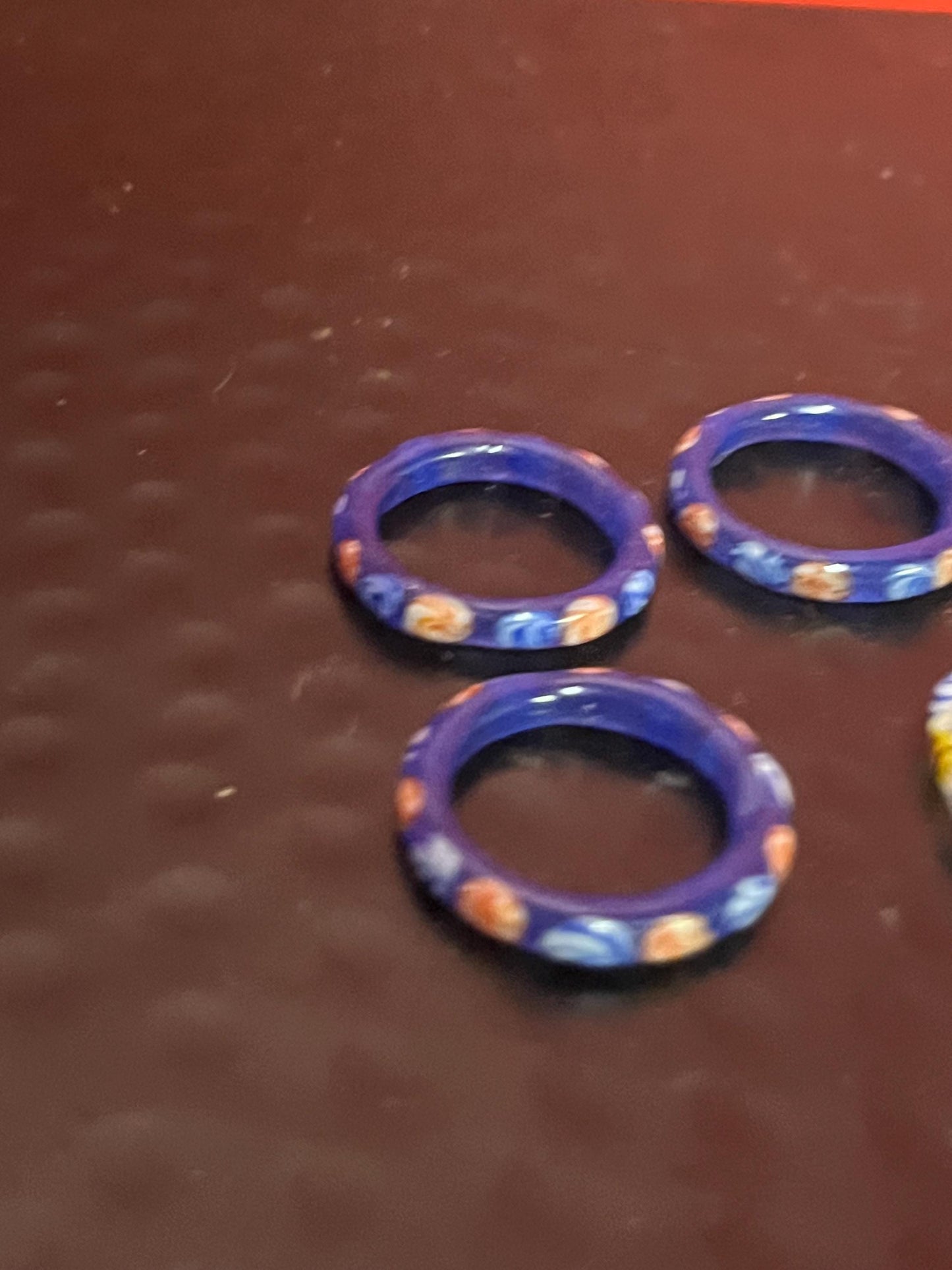 Group of hand blown glass rings  all size 7.5 and perfect gifts  good package deal price