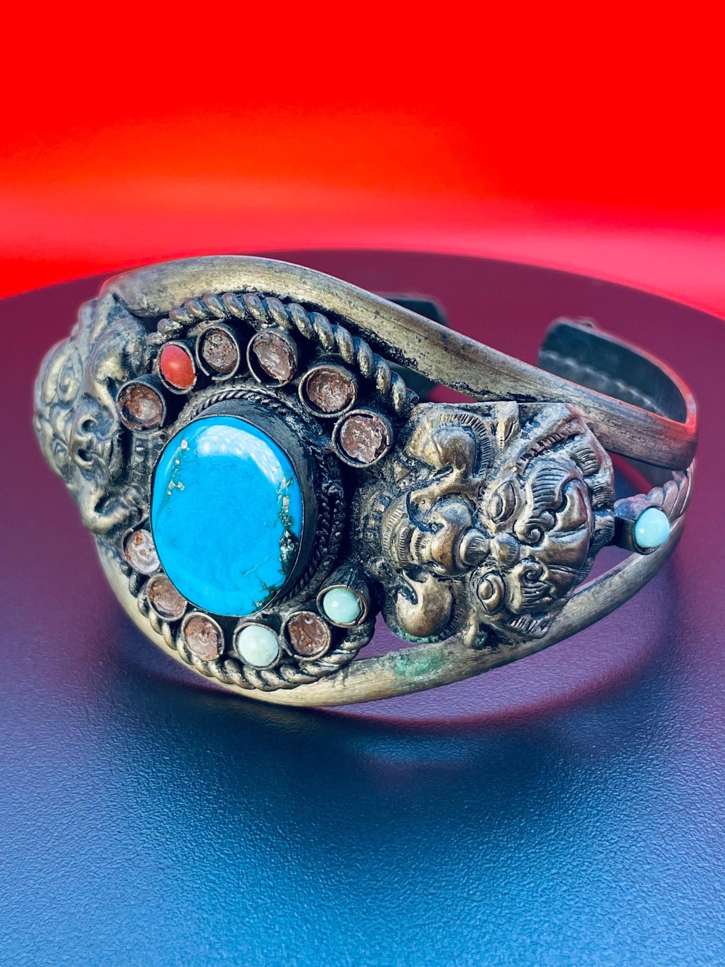 Ornate Persian Brass Cuff Bracelet