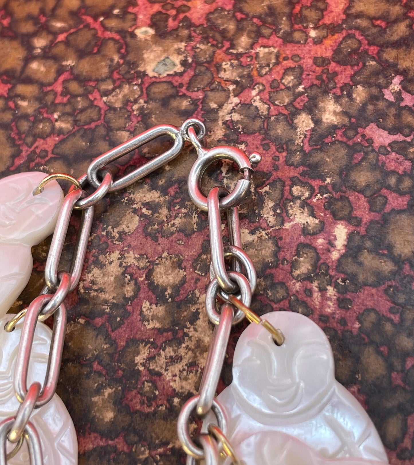 Mother of Pearl Buddha charm bracelet