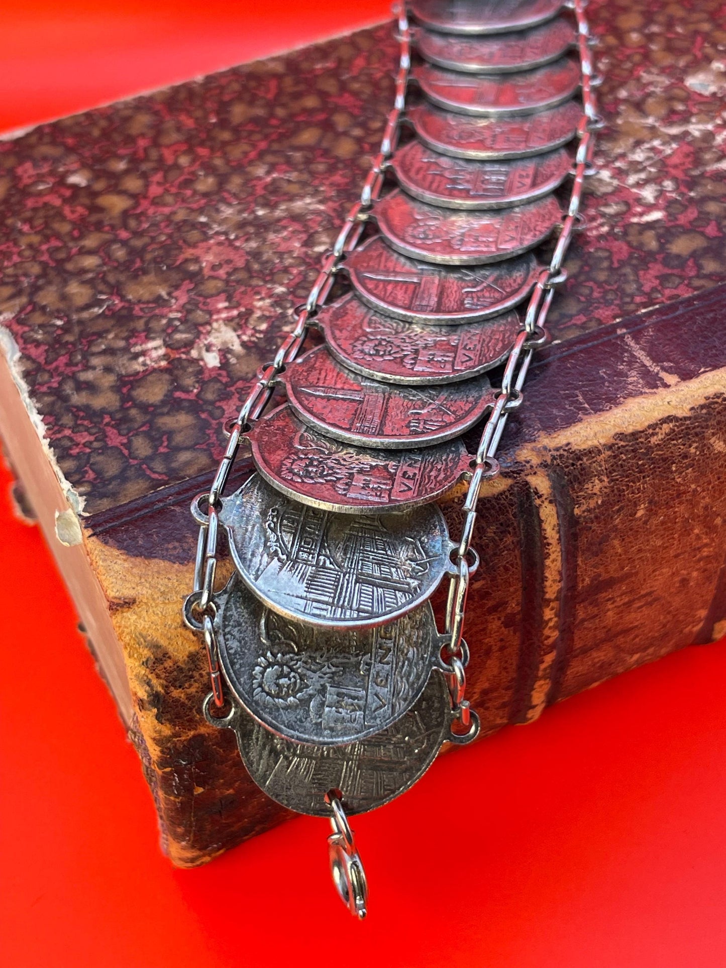 9 inch Italian silver coin bracelet