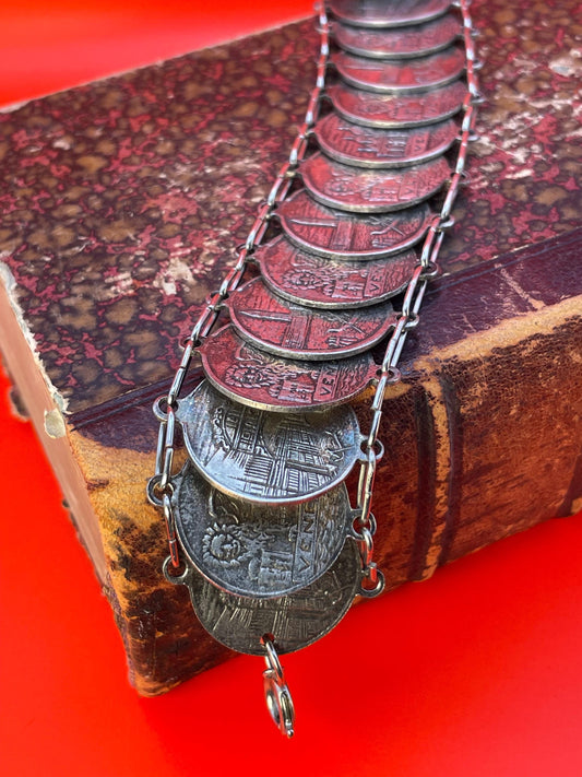 9 inch Italian silver coin bracelet
