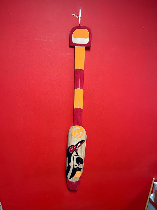 Tyrone Joseph paddle  stunning 40 x 5 wide cedar indigenous northwest coast carved and painted Raven paddle ready to hang  wow