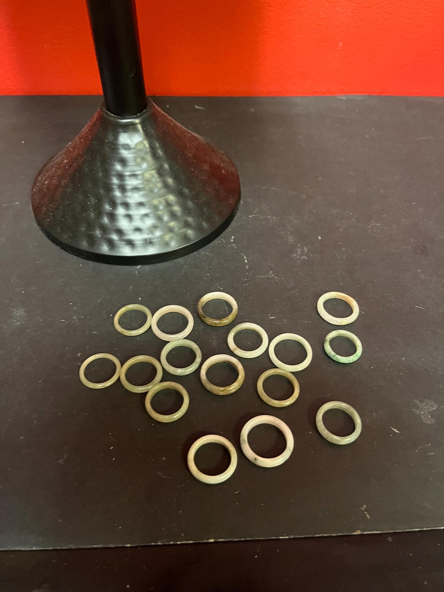 large lot Chinese old  jade rings  various sizes  great package deal