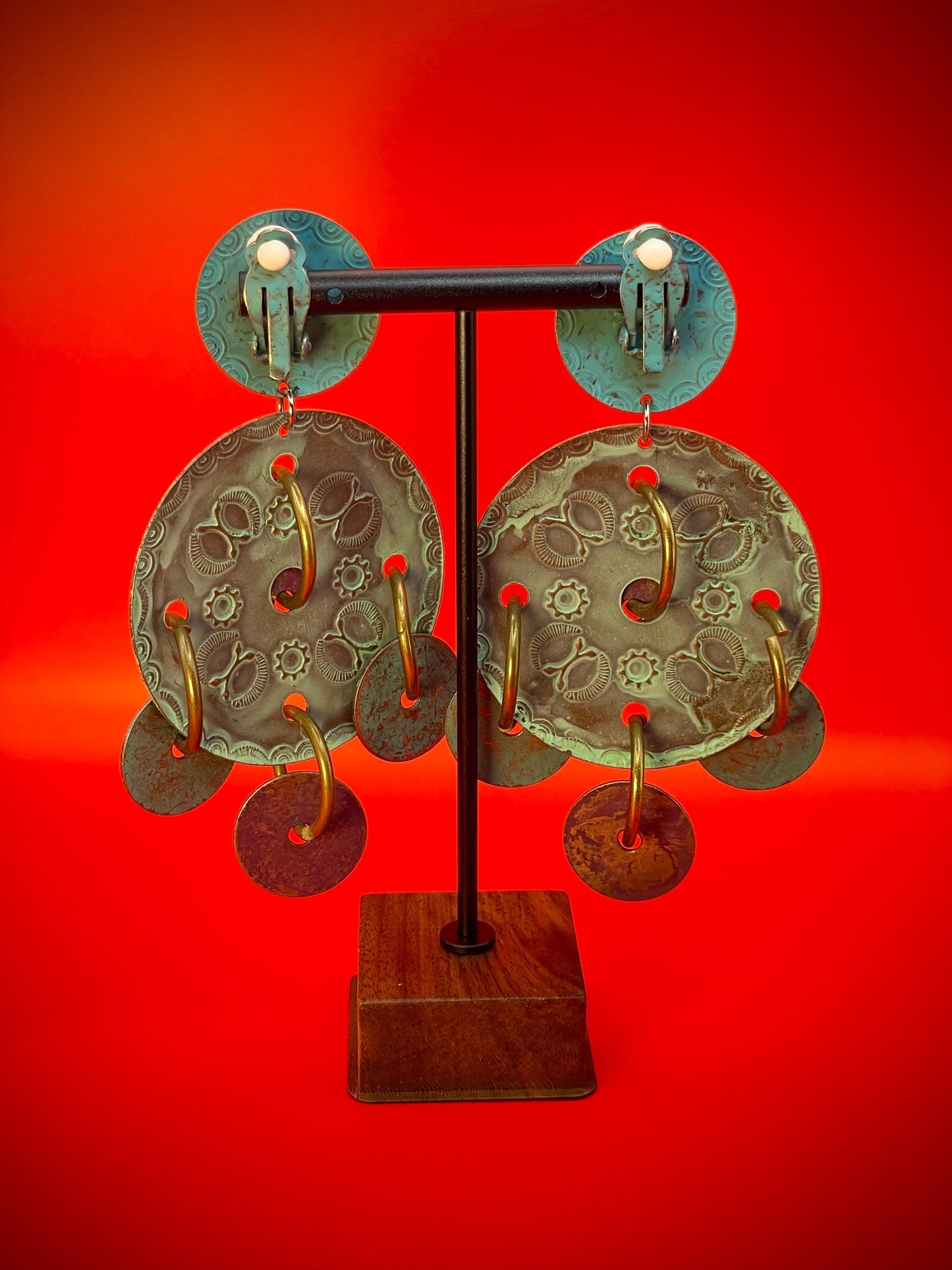 4 inch Vintage Bronze Earrings