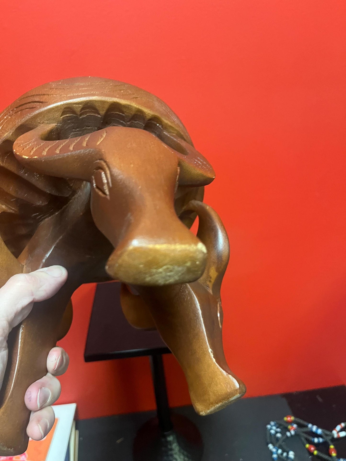 Very cool African 8 x 8” stool with legs the shape of yaks — great conversation piece and great value