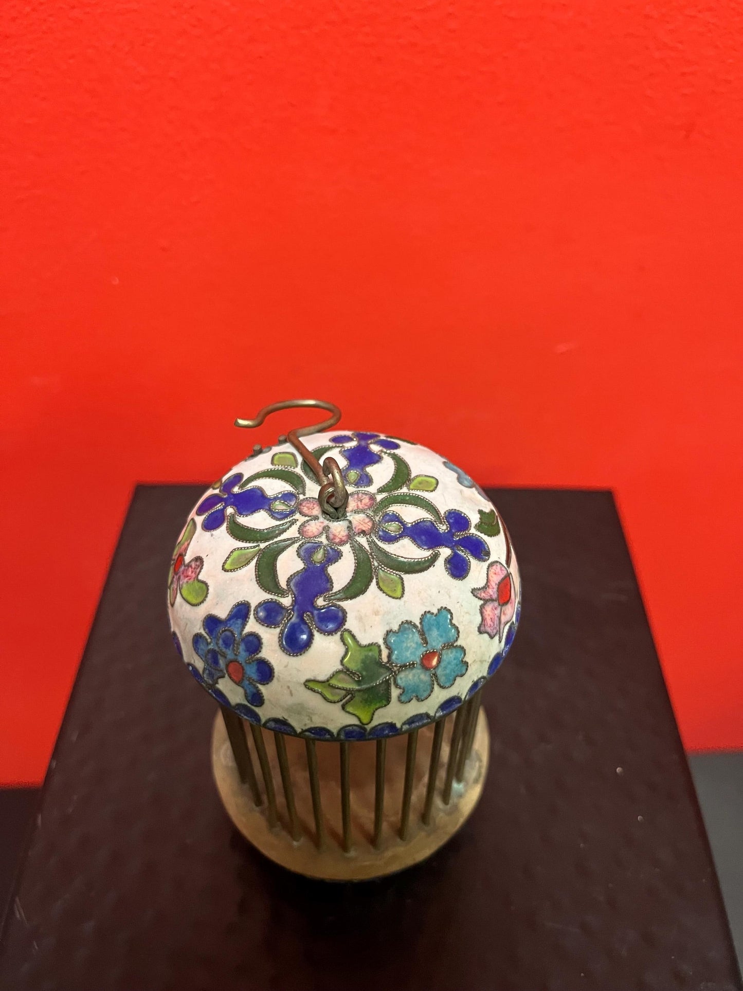 Beautiful antique 7 inch tall Chinese cloisonné birdcage  great condition and great price