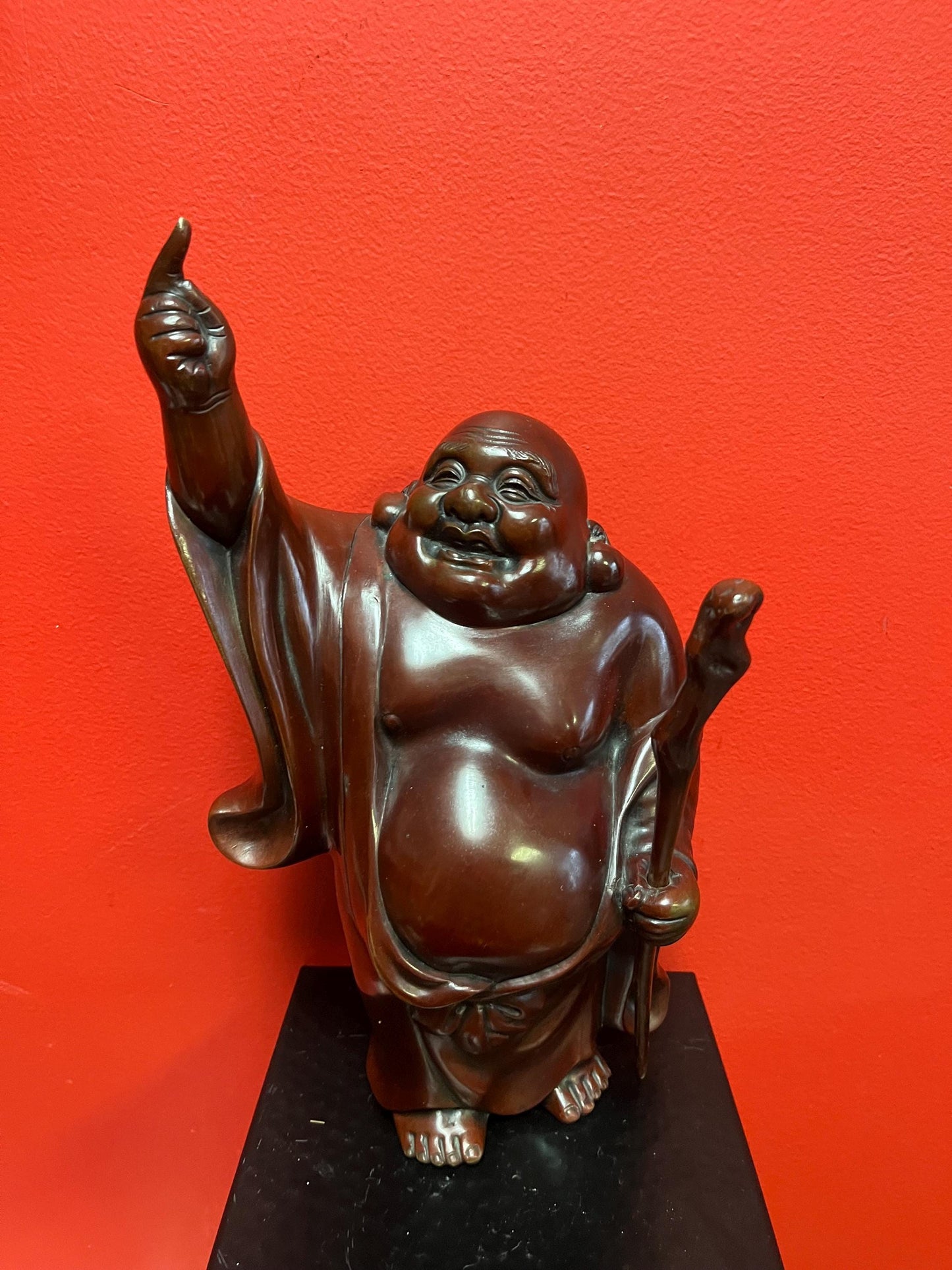 Stunning 13 inch tall Japanese bronze of a Buddha antique classic beauty  great patina and very very heavy