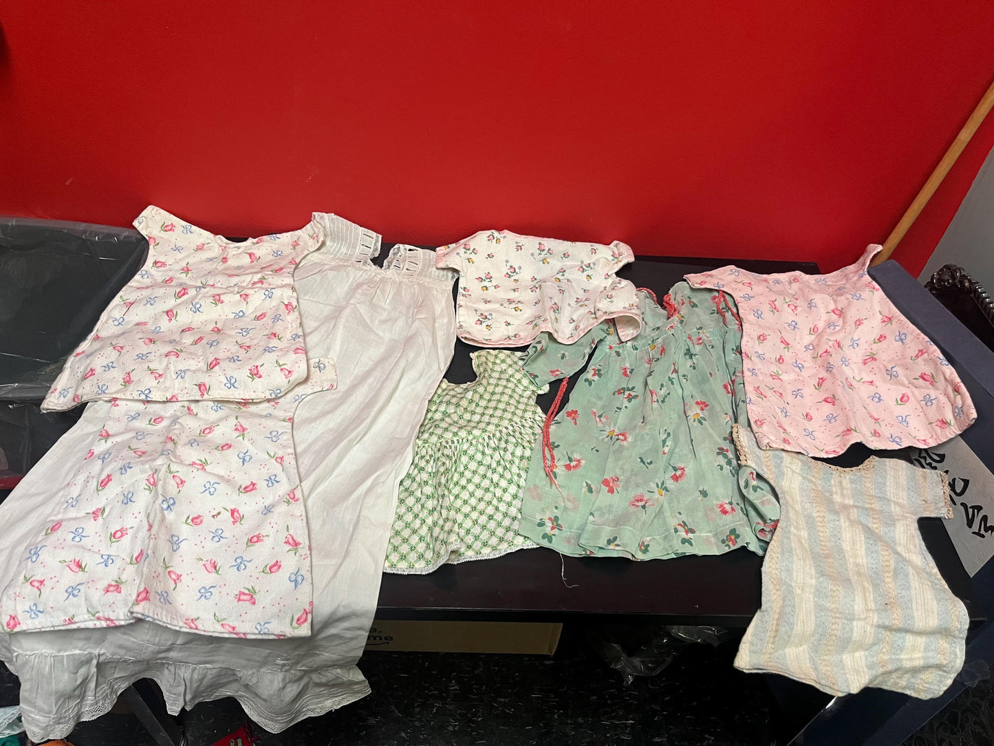 Collection of antique doll clothes all for one low price  from large collection  wow deal  good condition see photos
