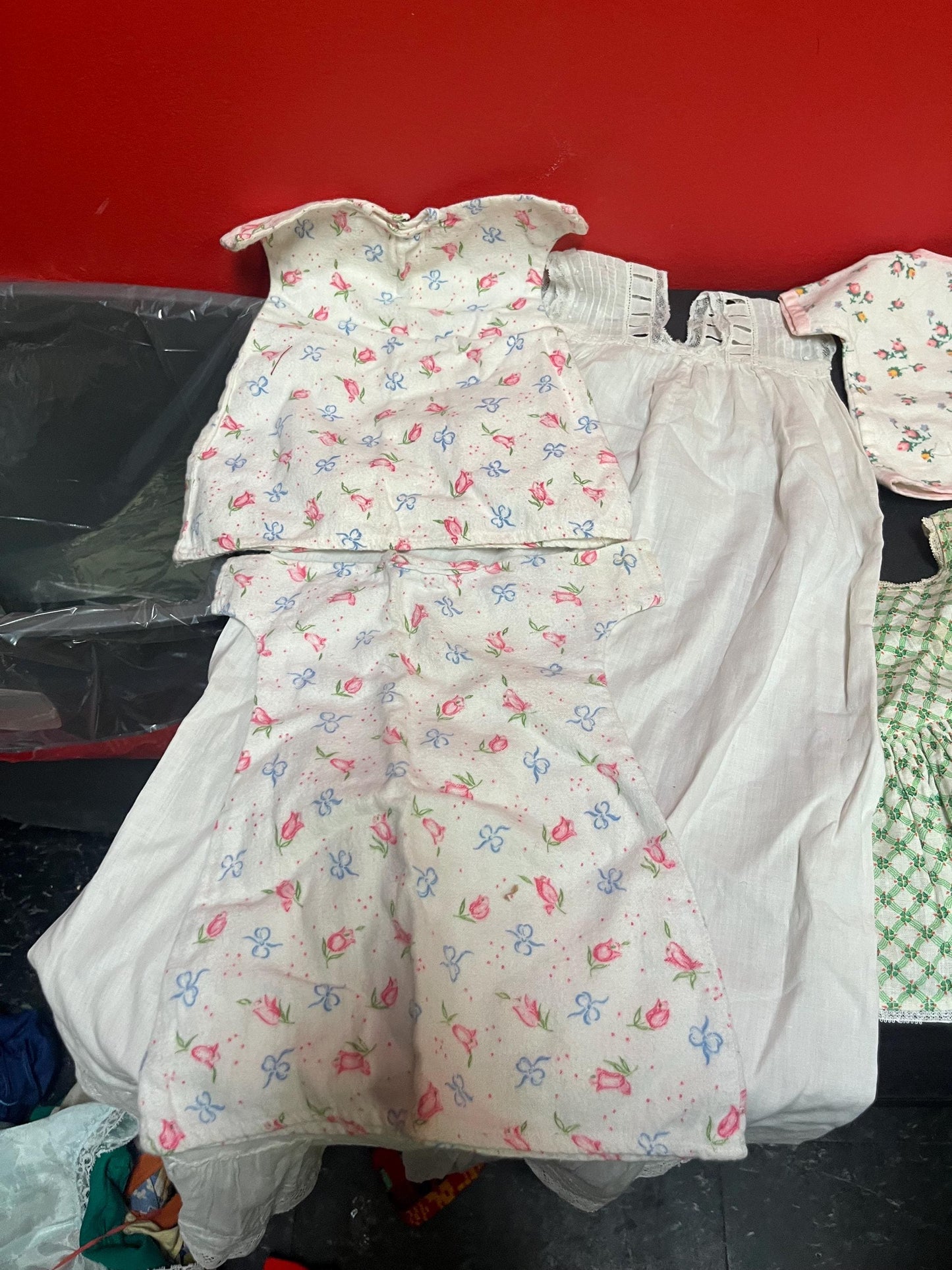 Collection of antique doll clothes all for one low price  from large collection  wow deal  good condition see photos