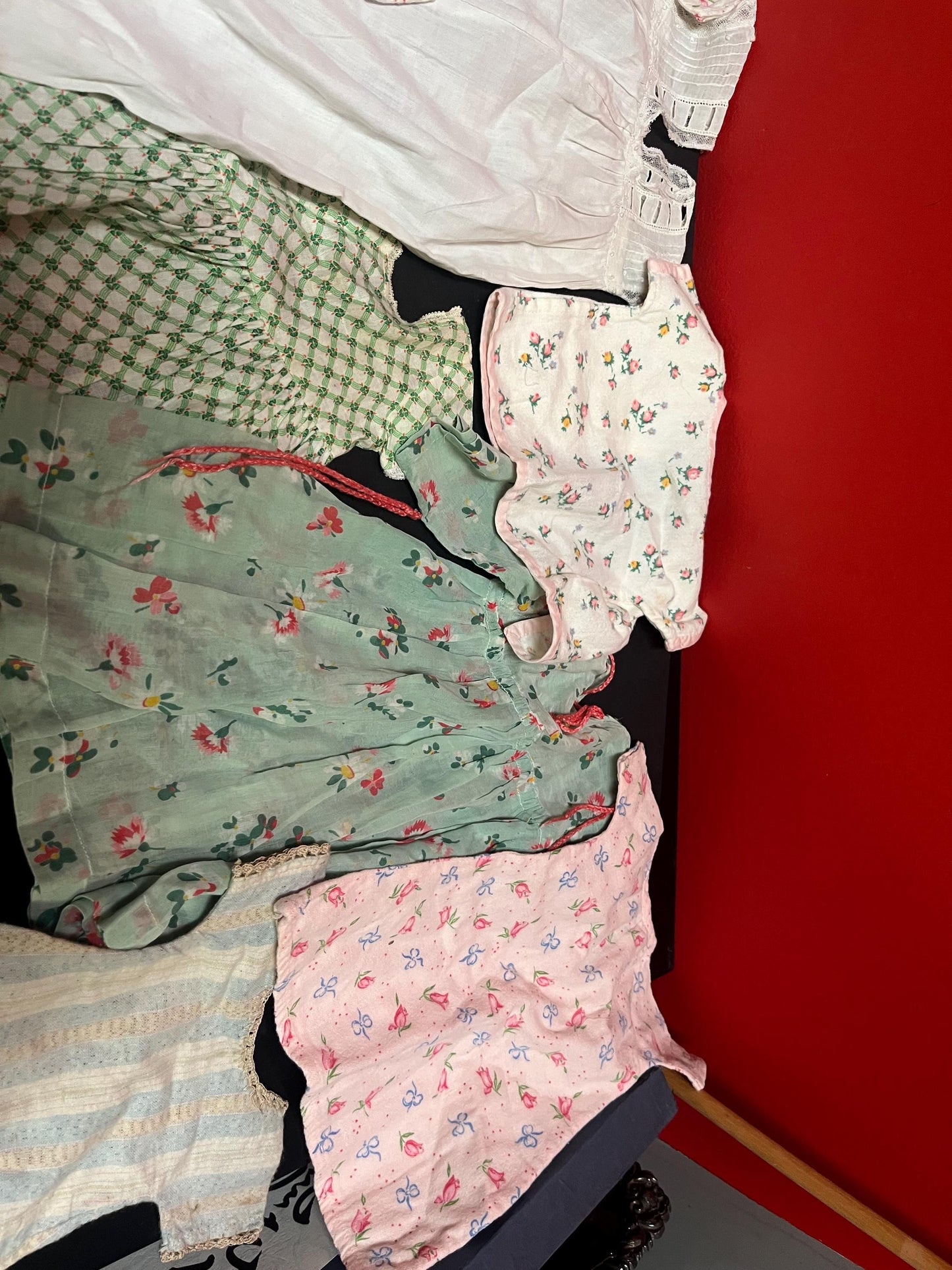 Collection of antique doll clothes all for one low price  from large collection  wow deal  good condition see photos