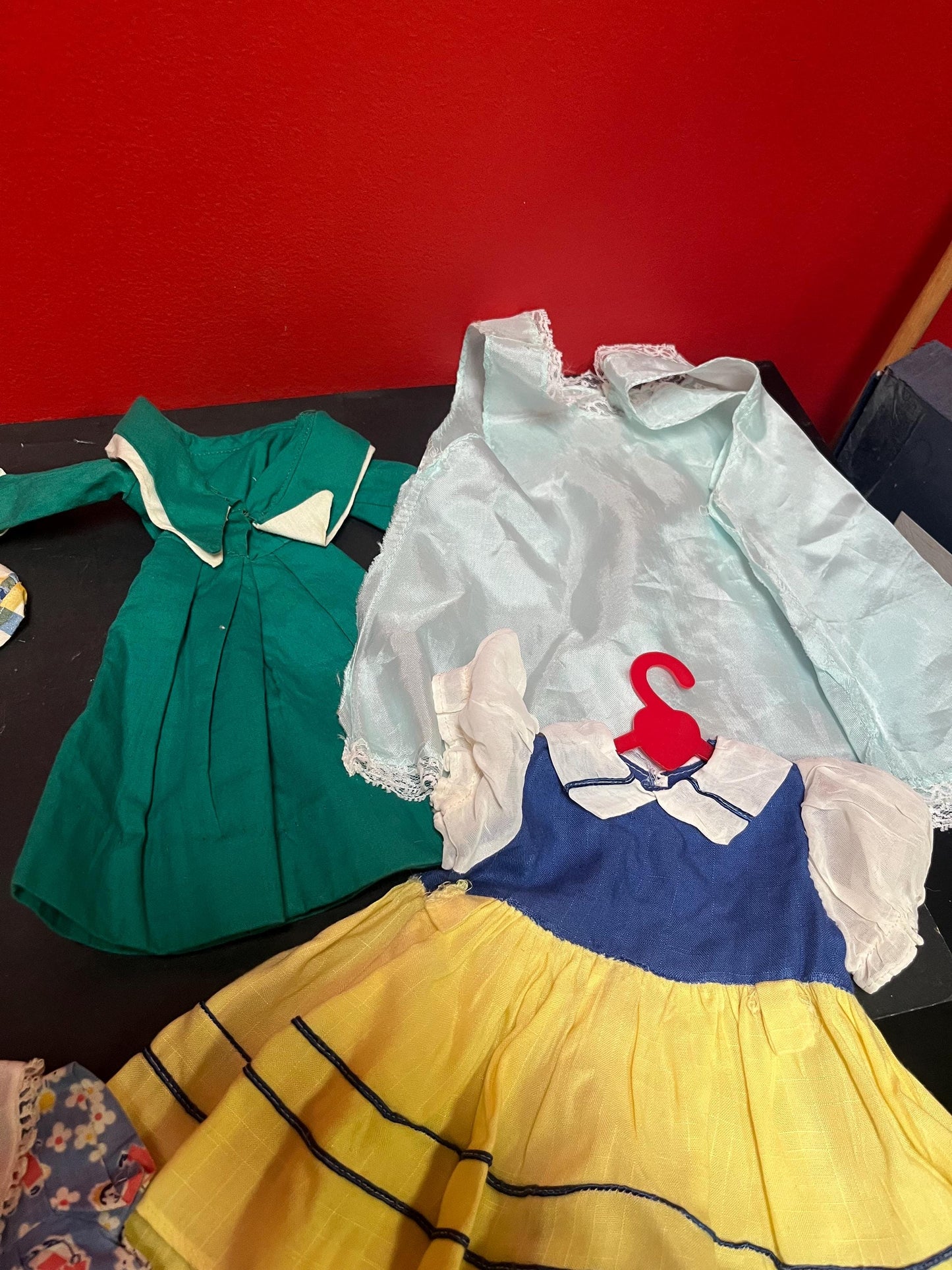 Collection of antique doll clothes all for one low price  from large collection  wow deal  good condition see photos