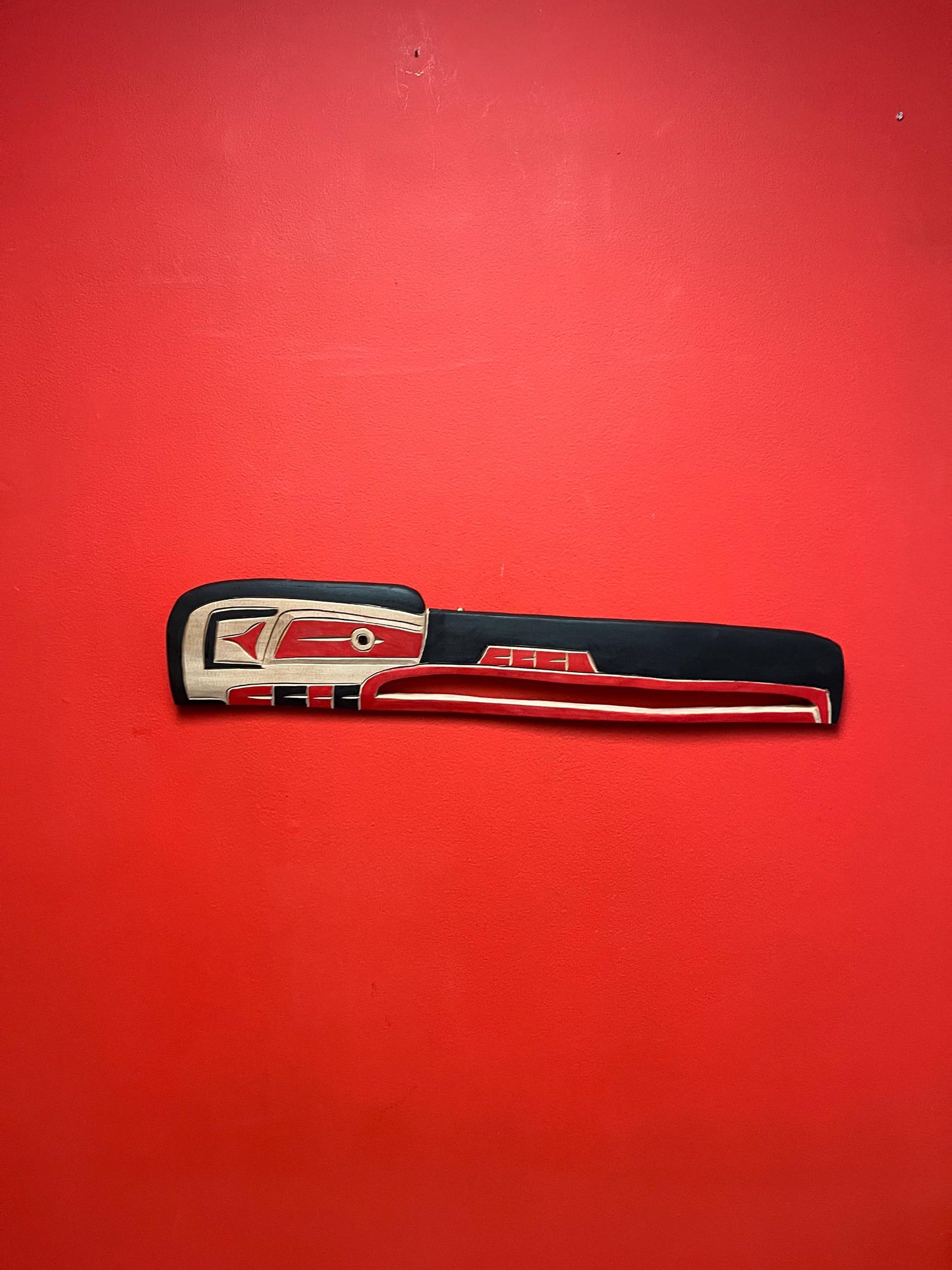 Beautiful 23 x 5 indigenous first nations specific northwest raven  plaque by Brad Joseph Junior  signed and great detail  ready to hang