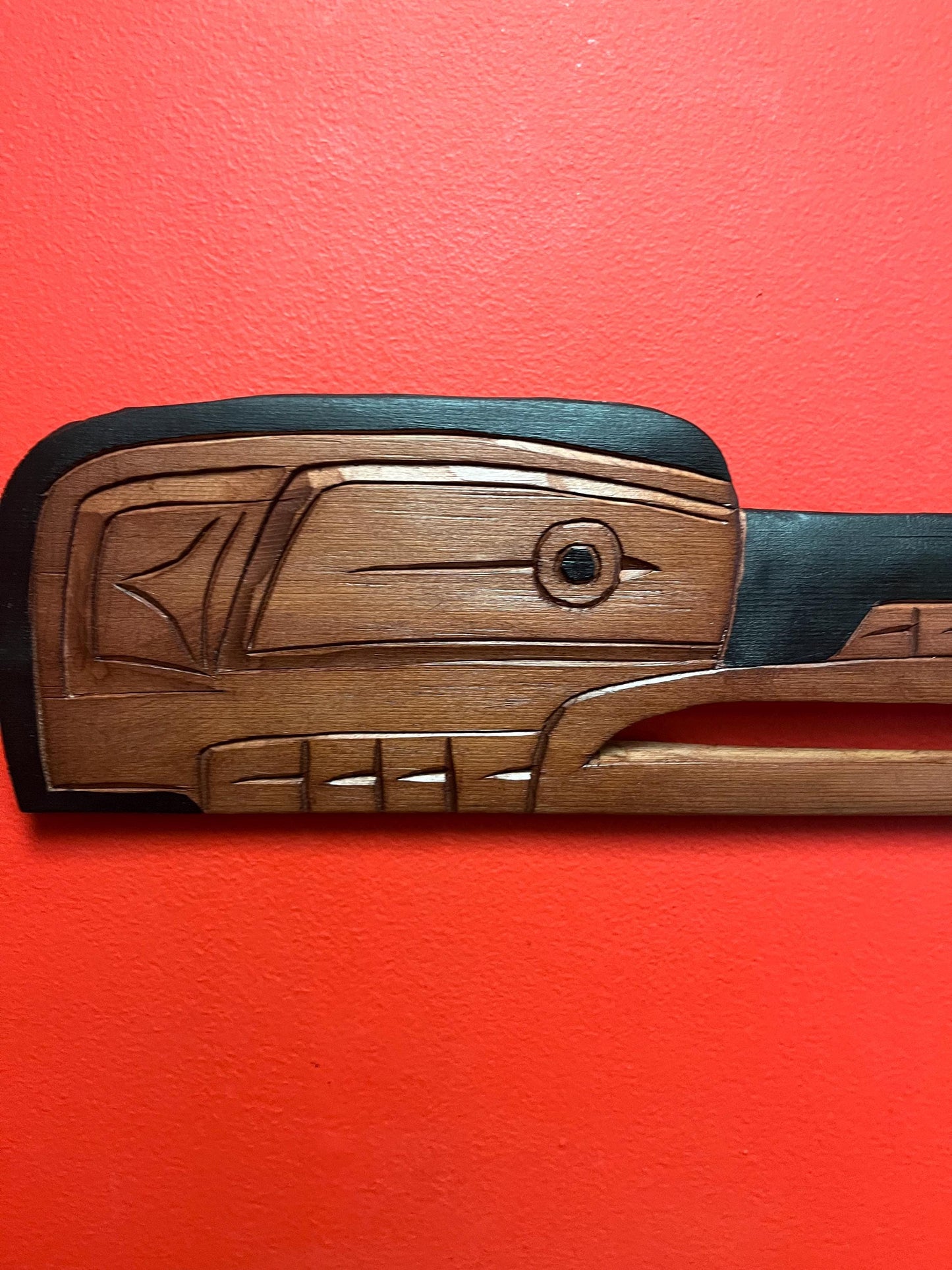 Beautiful 23 x 5 indigenous first nations specific northwest raven  plaque by Brad Joseph Junior  signed and great detail  ready to hang