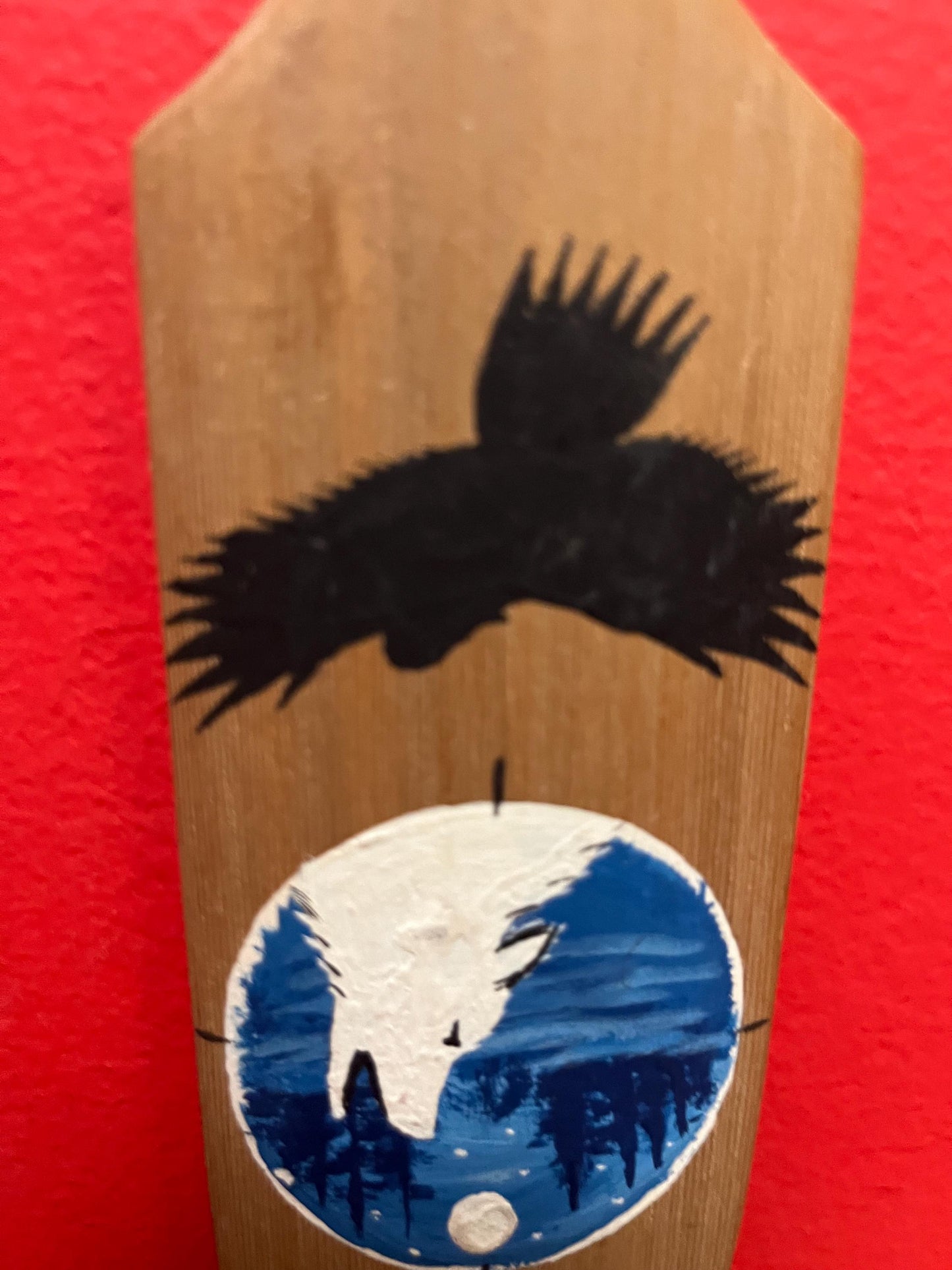 Beautiful 12 inch long indigenous first nations decorated paddle  plaque — older and good value