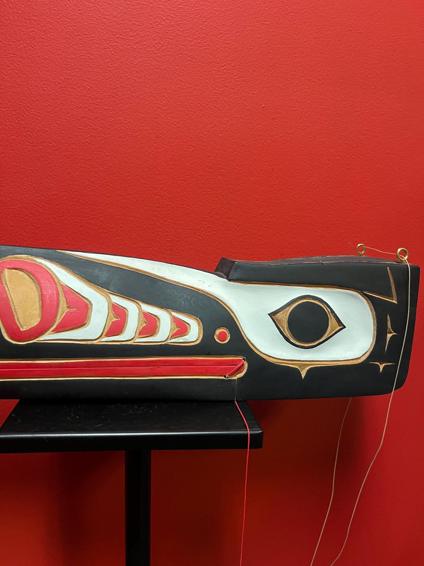 A  Beautiful 28 inch long stained cedar indigenous first nations Pacific northwest Coast transformation paddle plaque  - wow