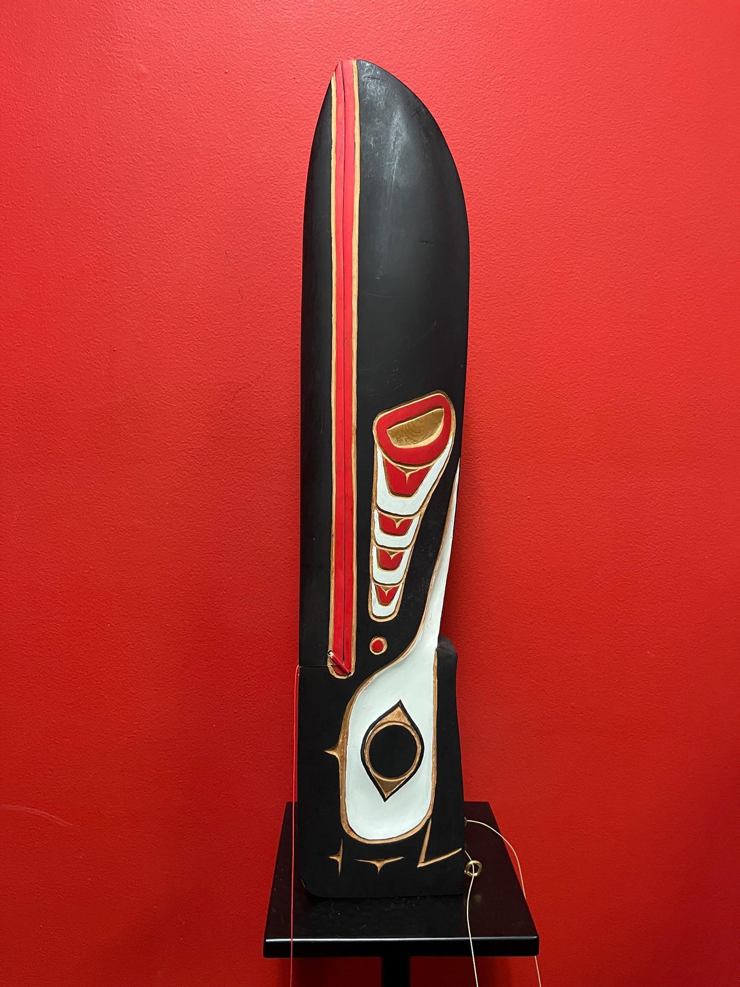 A  Beautiful 28 inch long stained cedar indigenous first nations Pacific northwest Coast transformation paddle plaque  - wow