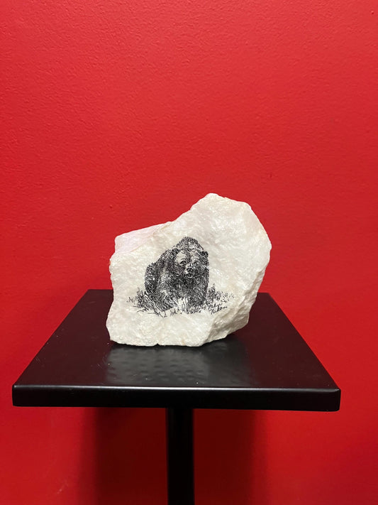 Signed grizzly bear Stone  4.5 x 4.5  nice condition and wonderful gift