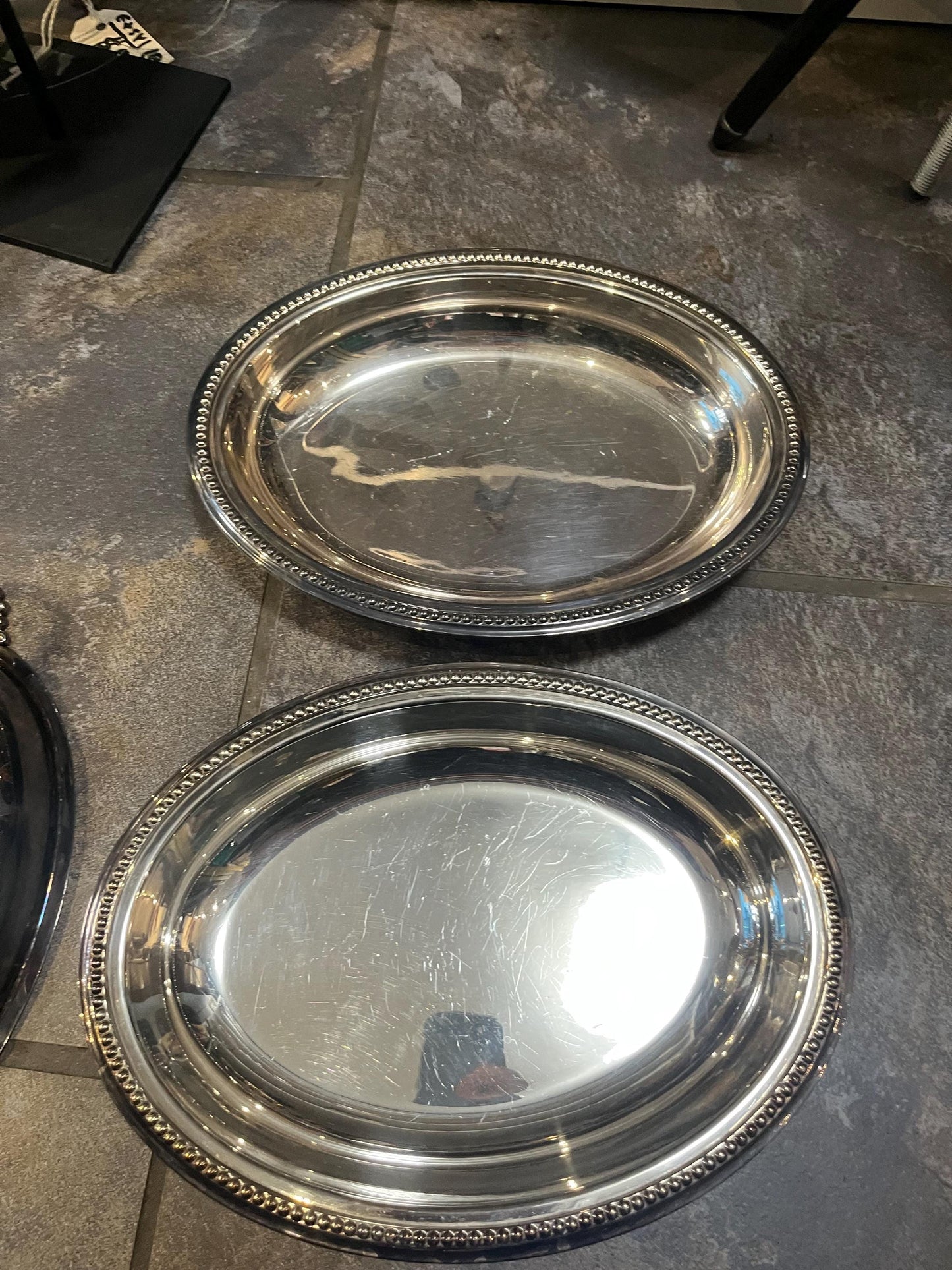 Lovely pair of English silver plated  covered entree dishes  12 x 8 - need light polish and some minor scratches but good condition