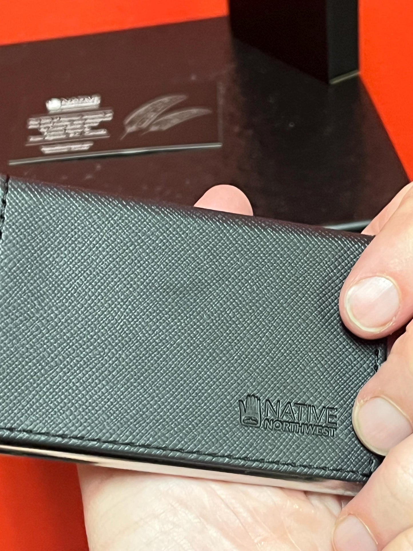 Indigenous business card holder  brand new 4 x 2  native designed by Canadian artist great gift  with box