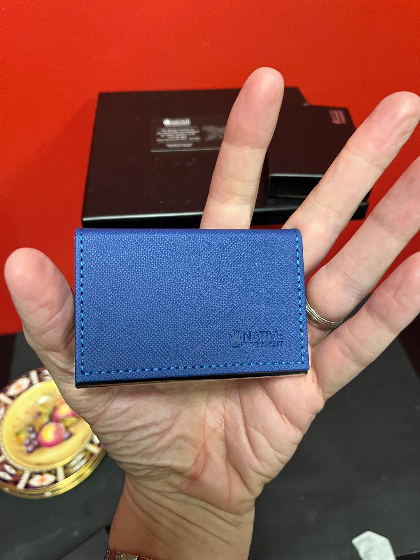 Indigenous business card holder  brand new 4 x 2  native designed by Canadian artist great gift  with box