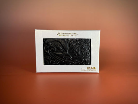 Genuine Leather wallet with design by coast Salish artist Douglas LaFortune