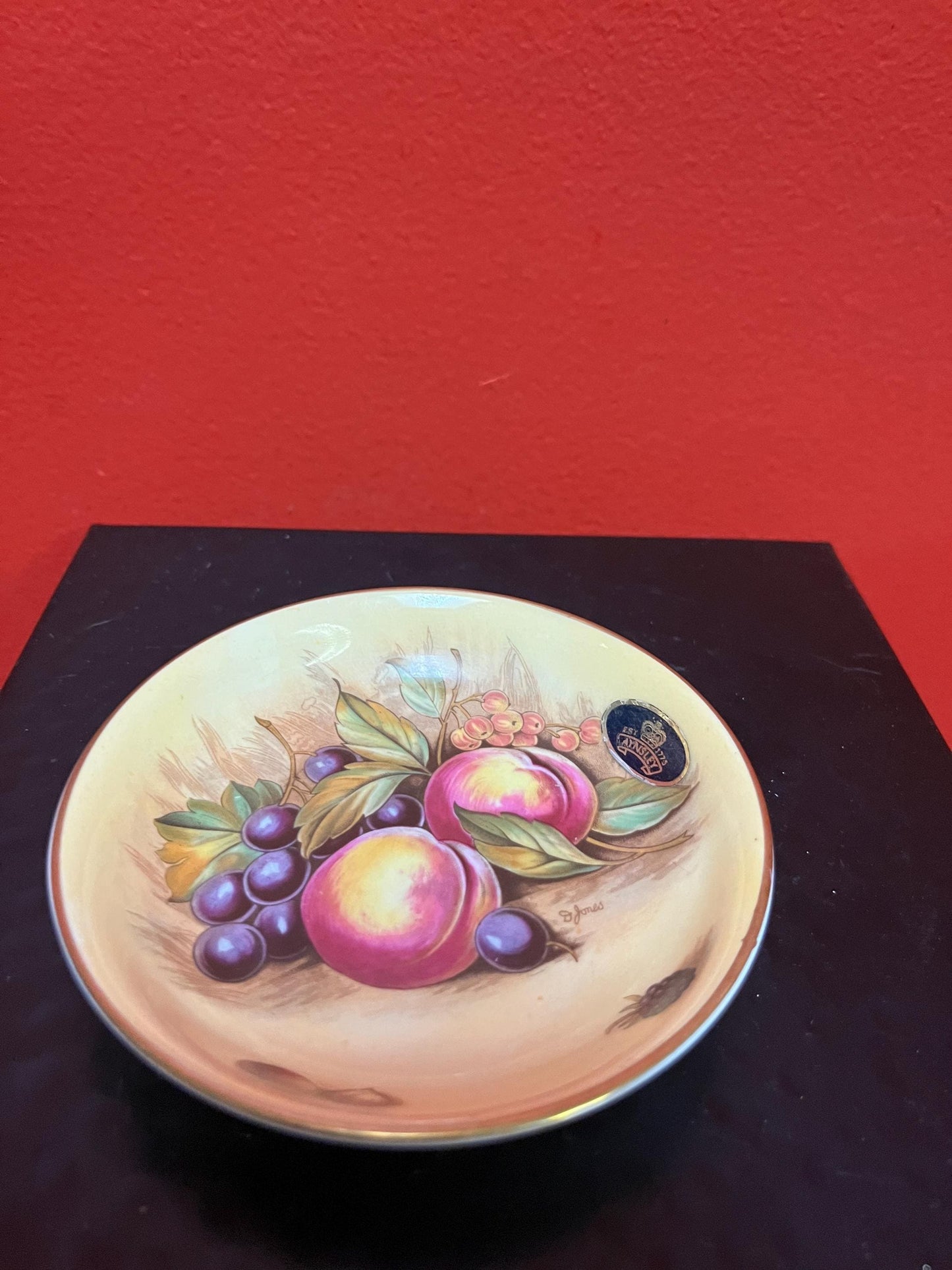 Lovely English 4.25 inch signed AYNSLEY fruit dish by D Jones - perfect condition and great value