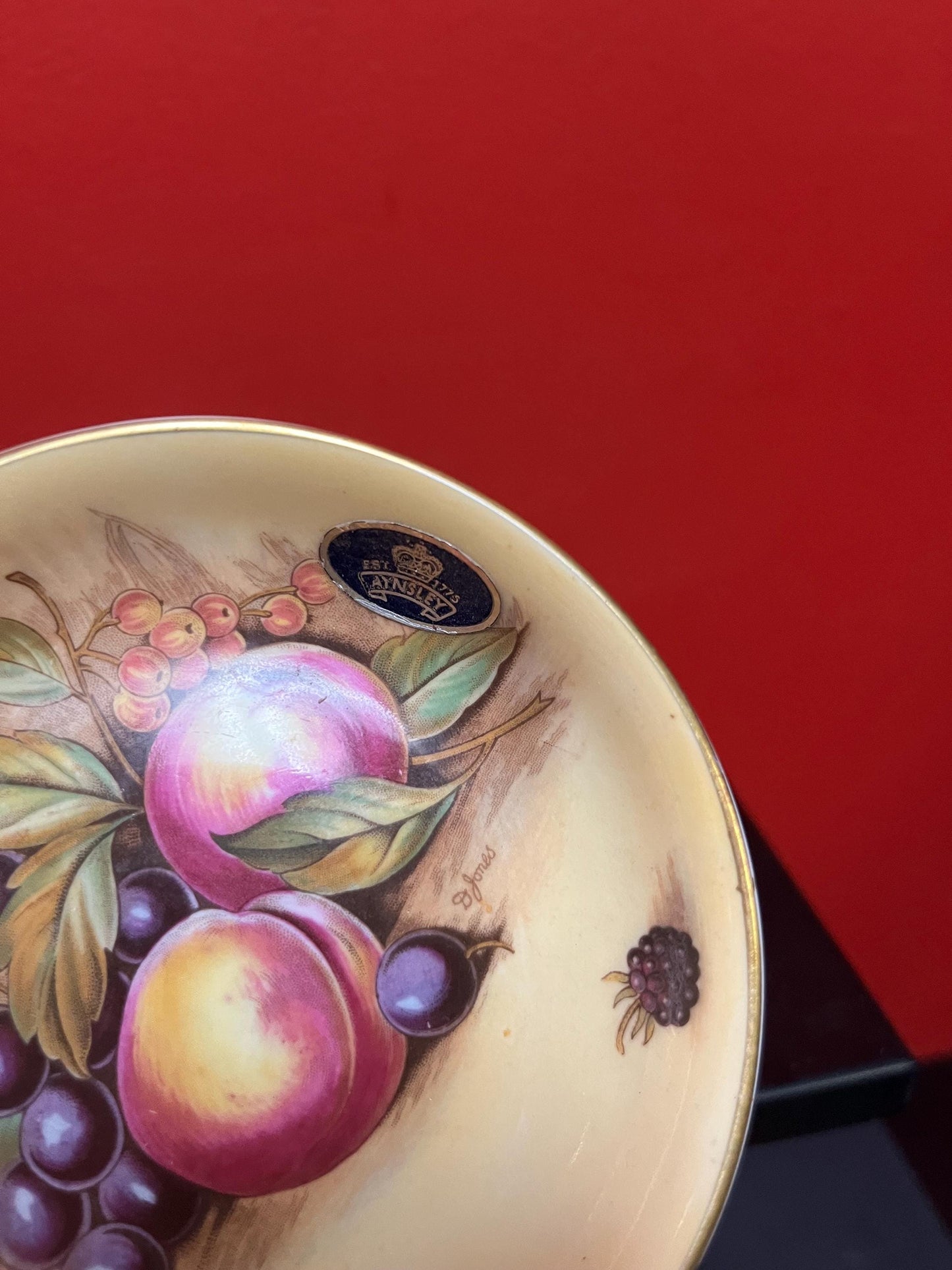 Lovely English 4.25 inch signed AYNSLEY fruit dish by D Jones - perfect condition and great value