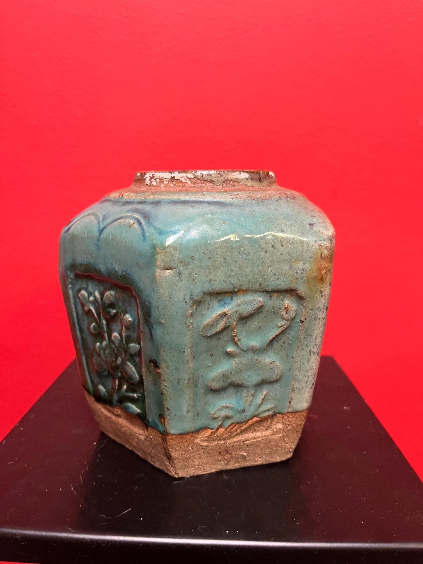 Super old 5 1/2 inch tall Chinese ginger jar in good condition  really wonderful example