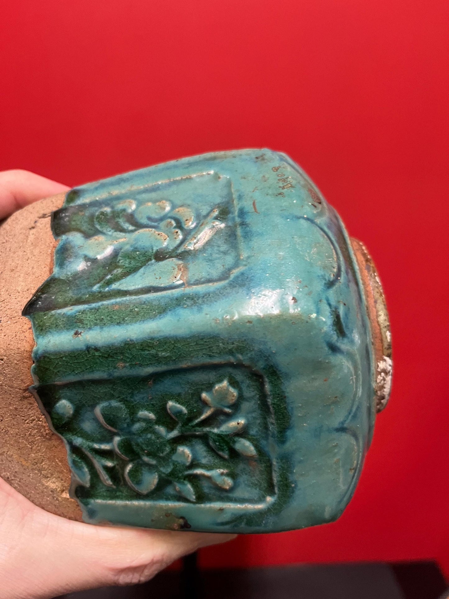 Super old 5 1/2 inch tall Chinese ginger jar in good condition  really wonderful example