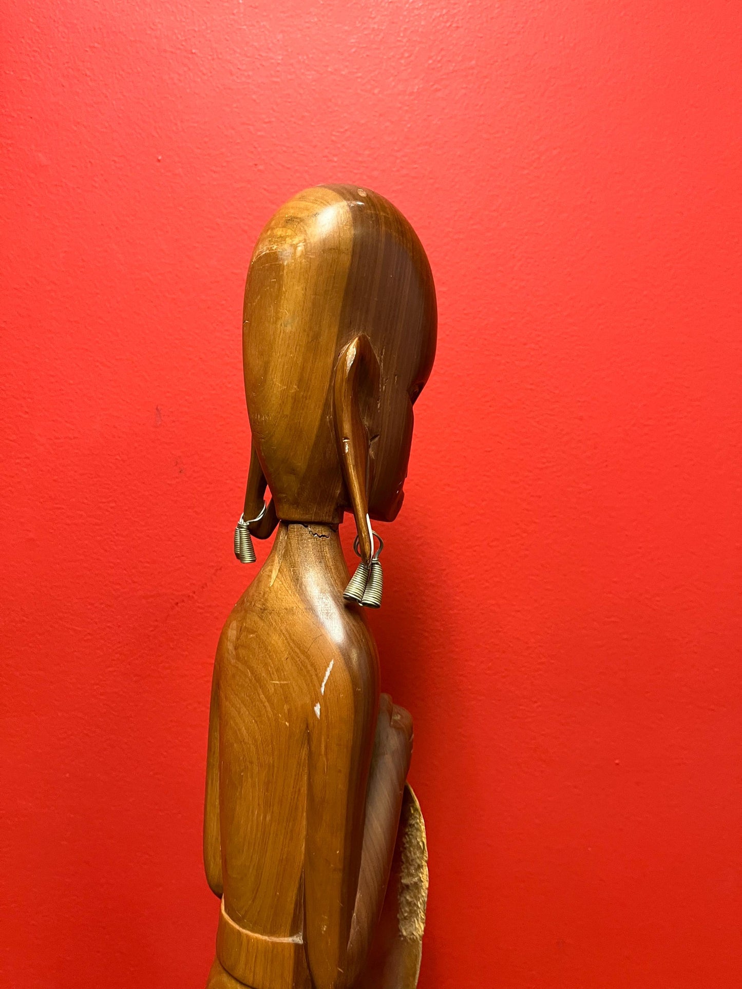 Beautiful 22 inch tall African statue of a warrior great look and stature  wow  1960s