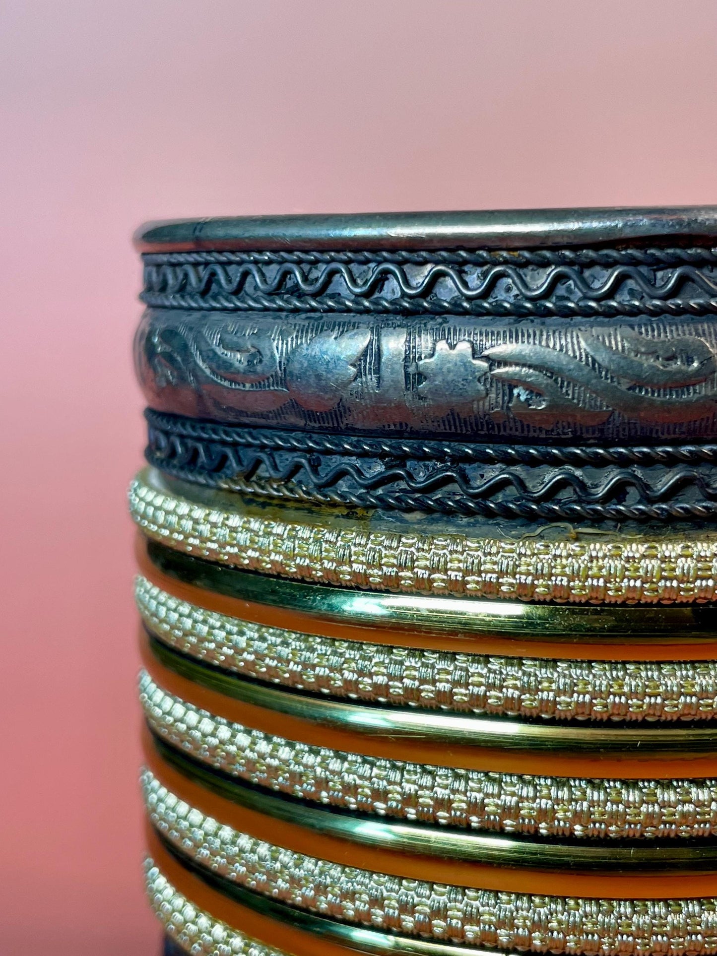 Silver and Gold tone 3 inch long Cuff Bracelet