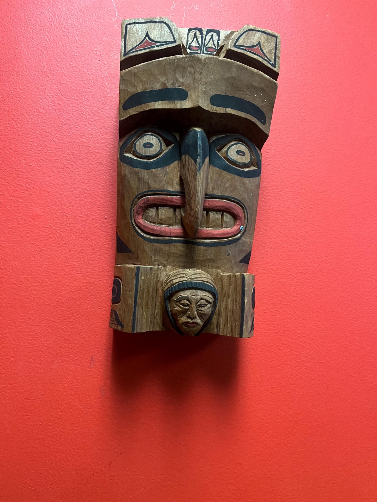 Indigenous antique mask - 11 x 6  indigenous first nations Pacific Northwest Coast mid 20th century signed mask  Nanaimo  wow