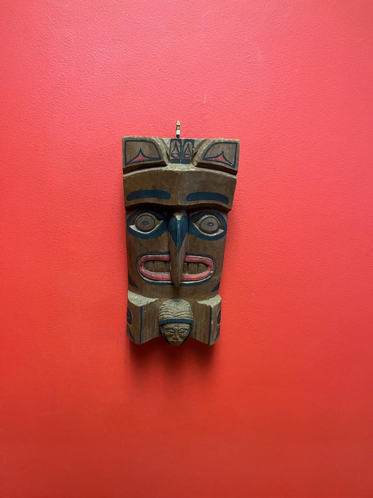Indigenous antique mask - 11 x 6  indigenous first nations Pacific Northwest Coast mid 20th century signed mask  Nanaimo  wow