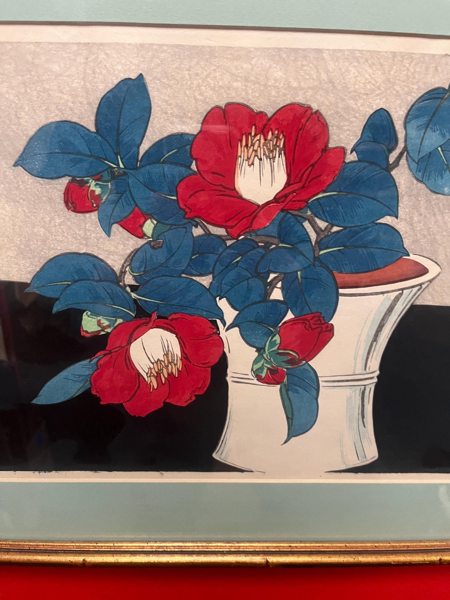 Absolutely fabulous 11 x 14 inch Japanese woodblock print of an onsen  sento Wonderful depiction and framing  high quality picture